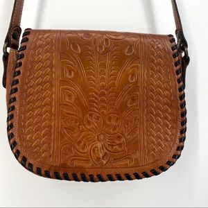 Patricia Nash Laser Cut Sherpa Italian Leather La Cruz Flap Crossbody